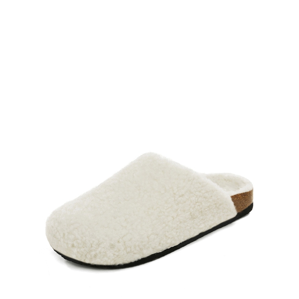 Indoor & Outdoor Cork Fuzzy Slippers - CREAMY WHITE -  0